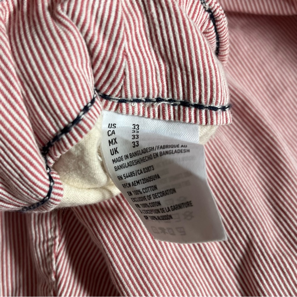 Vintage American Eagle Pinstripe Shorts Mens 33 Pink Casual Preppy Chino Y2K - Picture 3 of 8